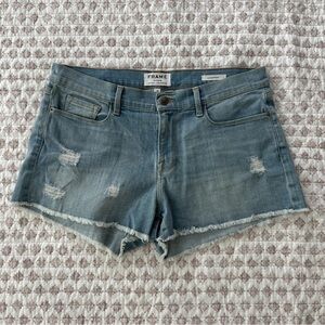 Frame Denim Le Cutoff Light Wash Distressed Cutoff Shorts